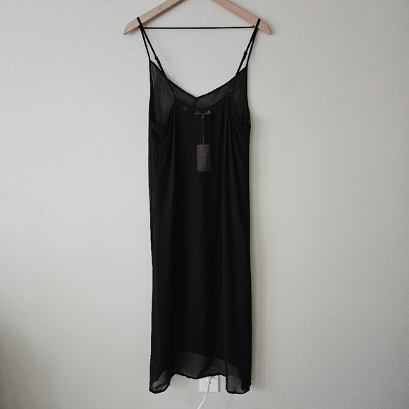 Doen Black Long Deep V Neck Slip Dress NWT - Picture 7 of 10